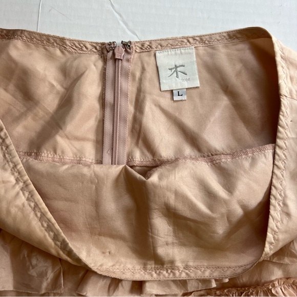 SILK Peach Powdered Pink Layered Tiered Skirt Ruffles Size L - Picture 3 of 6